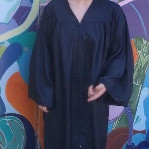 Dark Navy blue graduation gown jostens & decoratio